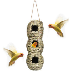 Handwoven Finch Bird House Natural Grass Nest Shelter Hut