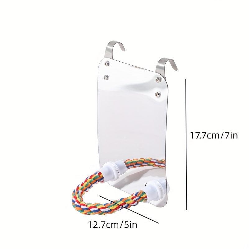 Acrylic Parrot Mirror Stand Perch with Activity Station Stick Bird Toy