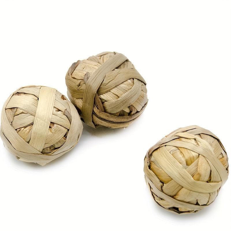 6pcs Pet Chew Toy Set Teeth Grinding Rattan Balls for Birds Rabbits Hamsters