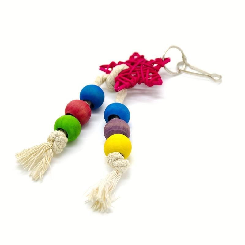 Colorful Bead Parrot Toy, 5 Point Star Shape Swing