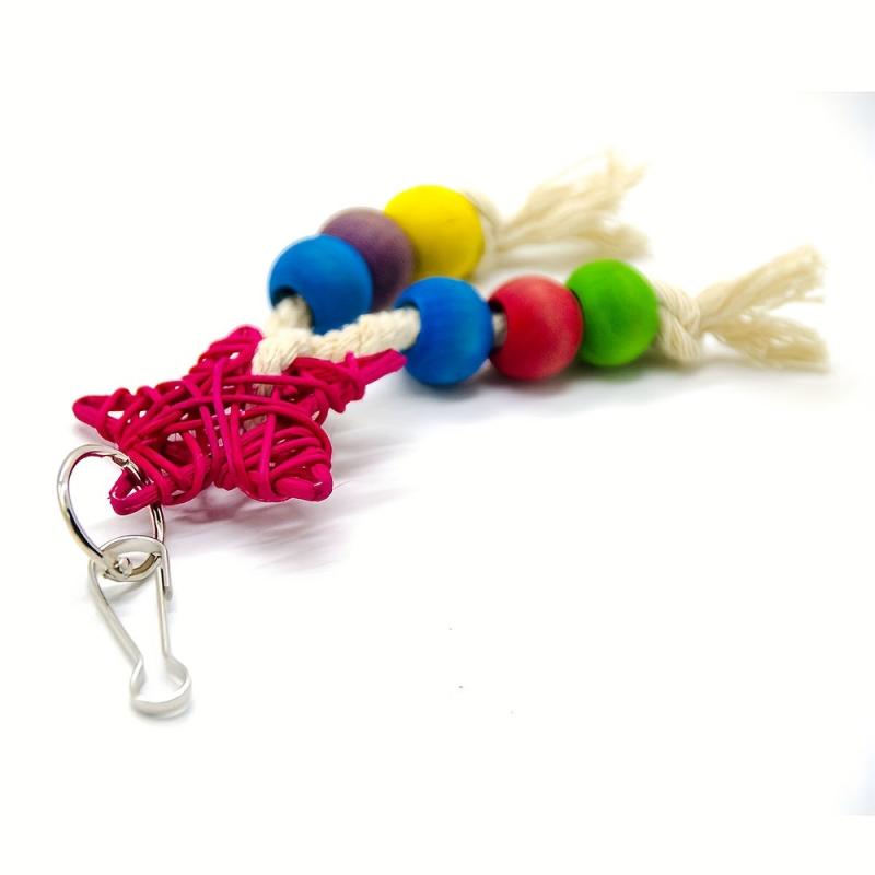 Colorful Bead Parrot Toy, 5 Point Star Shape Swing