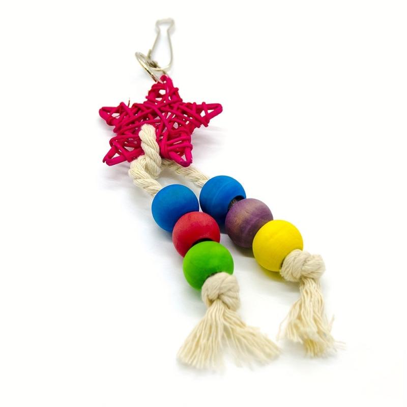 Colorful Bead Parrot Toy, 5 Point Star Shape Swing