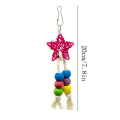 Colorful Bead Parrot Toy, 5 Point Star Shape Swing