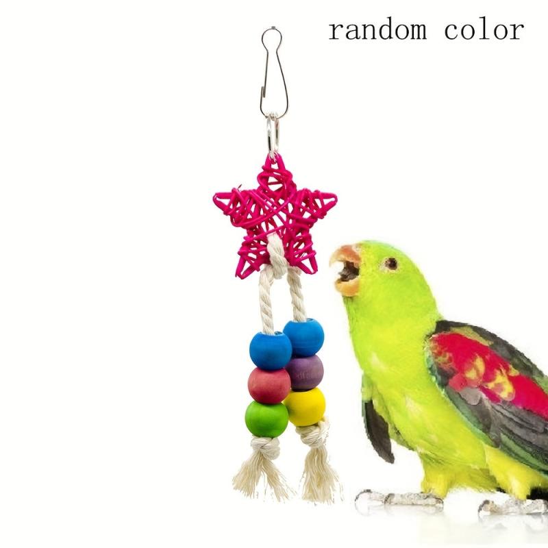 Colorful Bead Parrot Toy, 5 Point Star Shape Swing