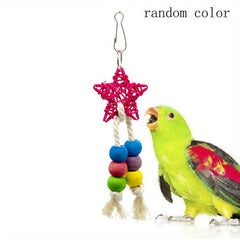Colorful Bead Parrot Toy, 5 Point Star Shape Swing