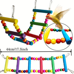 7pcs Colorful Parrot Bird Toy Set Swing Chewing Hanging Cage Toy With Bell