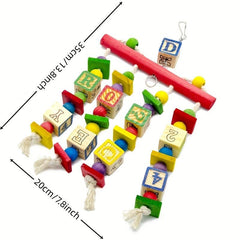 Colorful Wooden Bird Cage Hanging Toys for Parrots