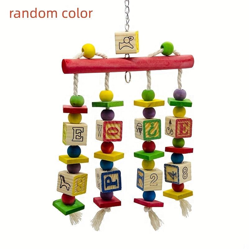 Colorful Wooden Bird Cage Hanging Toys for Parrots