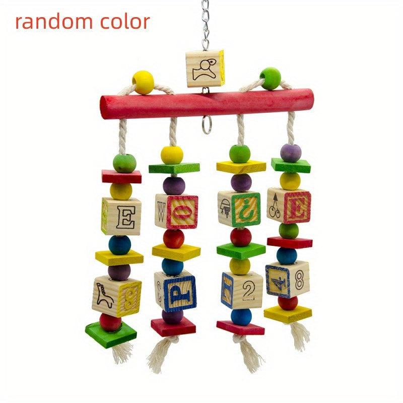 Colorful Wooden Bird Cage Hanging Toys for Parrots