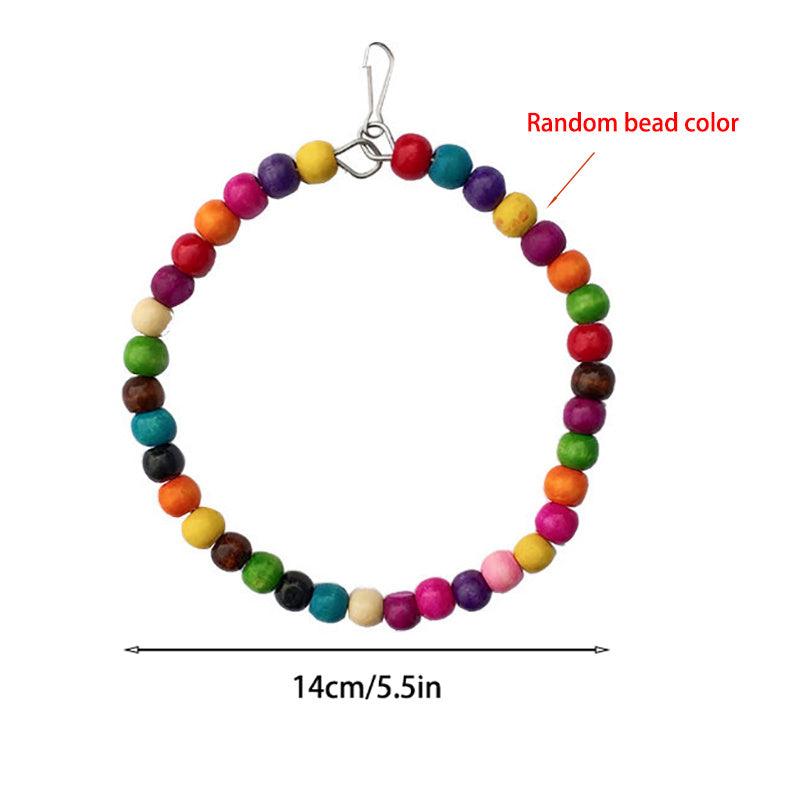 Colorful Beads Bird Stand Perch Parrot Swing Toy With Bells