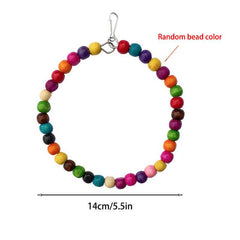 Colorful Beads Bird Stand Perch Parrot Swing Toy With Bells