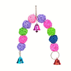 Bird Parrot Chew Toy Hanging Cage Swing Pendant with Bell