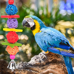 Bird Parrot Chew Toy Hanging Cage Swing Pendant with Bell