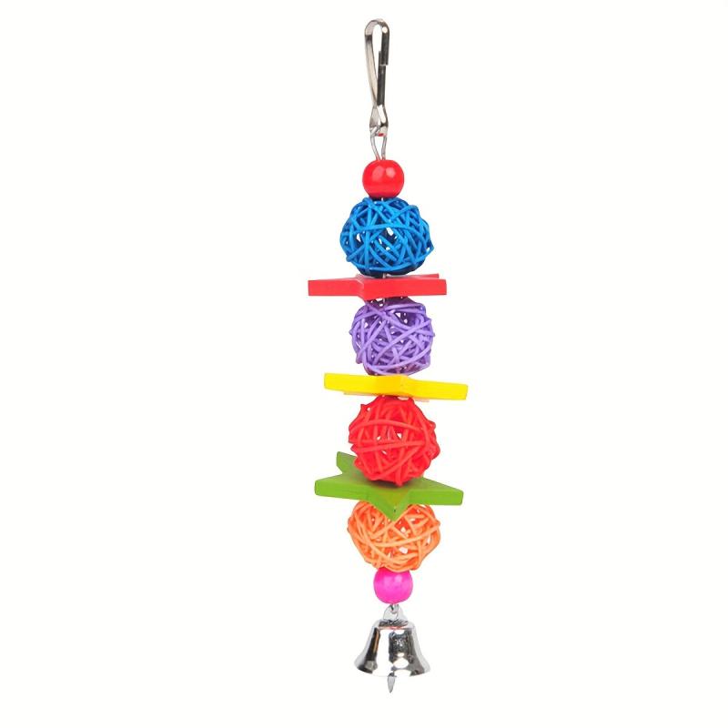 Bird Parrot Chew Toy Hanging Cage Swing Pendant with Bell