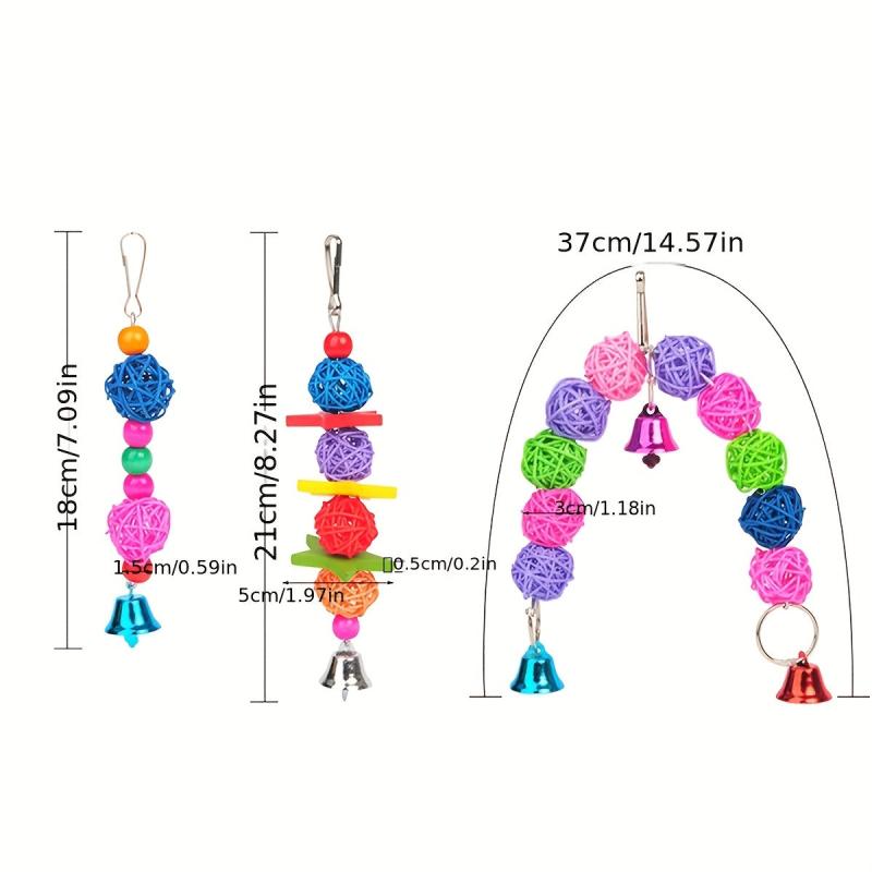 Bird Parrot Chew Toy Hanging Cage Swing Pendant with Bell