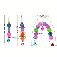 Bird Parrot Chew Toy Hanging Cage Swing Pendant with Bell