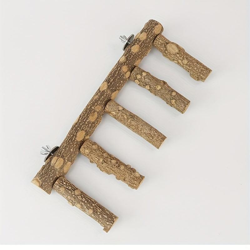 Natural Wood Ladder Bird Toy for Parrot Fun & Exercise