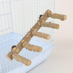 Natural Wood Ladder Bird Toy for Parrot Fun & Exercise
