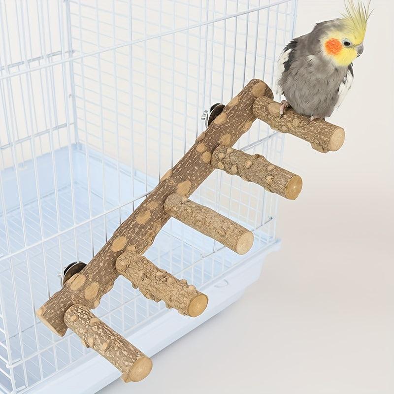 Natural Wood Ladder Bird Toy for Parrot Fun & Exercise