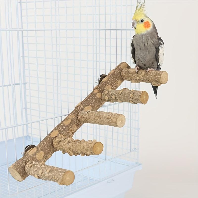 Natural Wood Ladder Bird Toy for Parrot Fun & Exercise