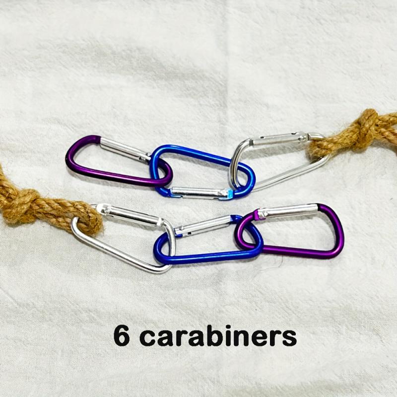 XL Bird Swing Standing Pole 6 Carabiners Non-slip Jute Material