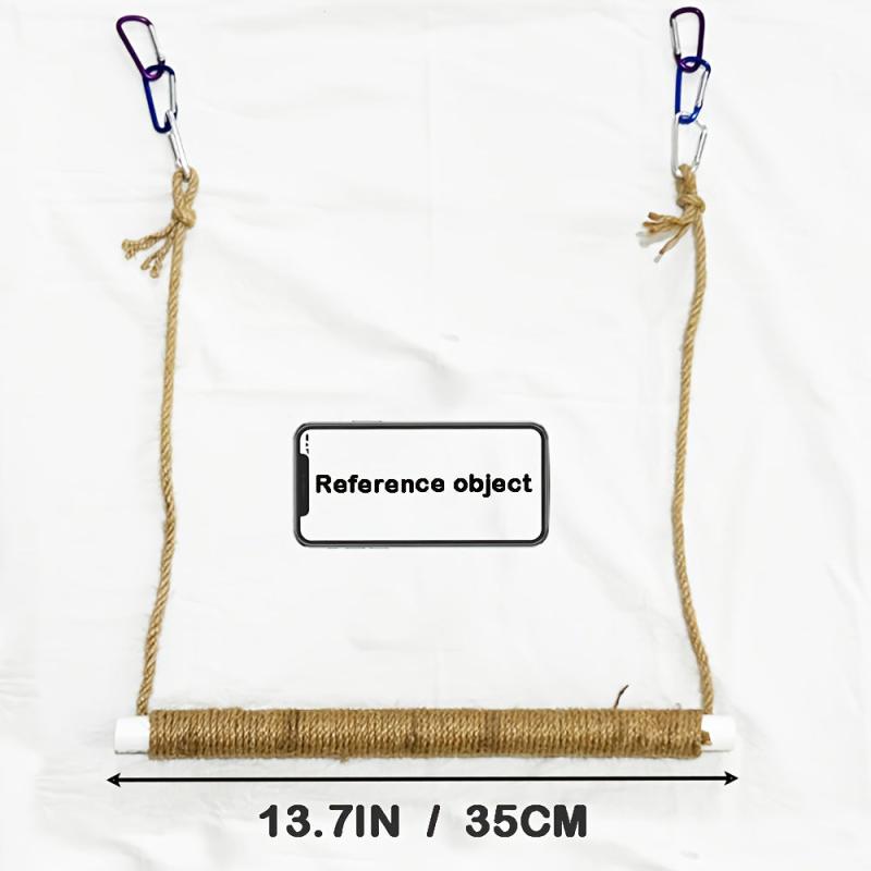 XL Bird Swing Standing Pole 6 Carabiners Non-slip Jute Material