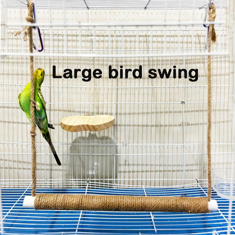 XL Bird Swing Standing Pole 6 Carabiners Non-slip Jute Material