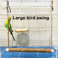 XL Bird Swing Standing Pole 6 Carabiners Non-slip Jute Material
