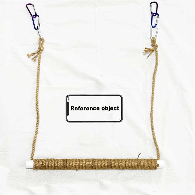 XL Bird Swing Standing Pole 6 Carabiners Non-slip Jute Material