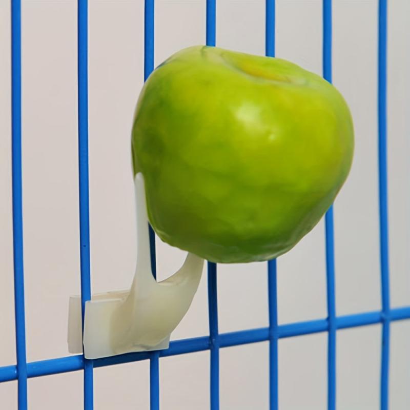 2pcs Parrot Fruit Forks for Pet Bird, Plastic Food Holder Feeding on Cage