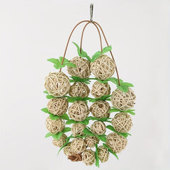 Bird Toy Green Leaves Rattan Ball Parrot Toys Bird Cage Accessories
