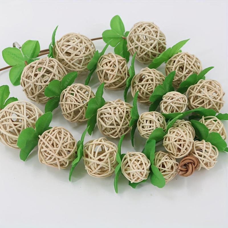 Bird Toy Green Leaves Rattan Ball Parrot Toys Bird Cage Accessories