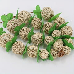 Bird Toy Green Leaves Rattan Ball Parrot Toys Bird Cage Accessories