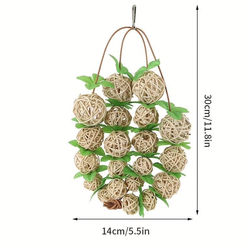 Bird Toy Green Leaves Rattan Ball Parrot Toys Bird Cage Accessories