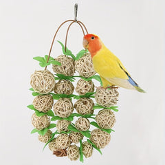 Bird Toy Green Leaves Rattan Ball Parrot Toys Bird Cage Accessories