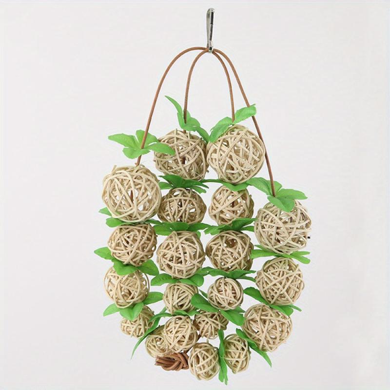 Bird Toy Green Leaves Rattan Ball Parrot Toys Bird Cage Accessories