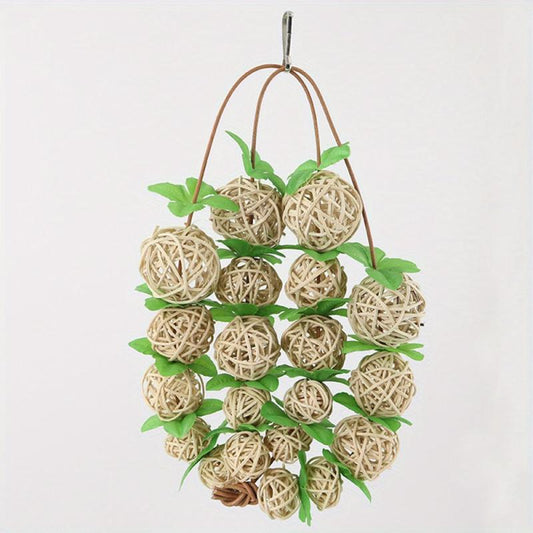 Bird Toy Green Leaves Rattan Ball Parrot Toys Bird Cage Accessories