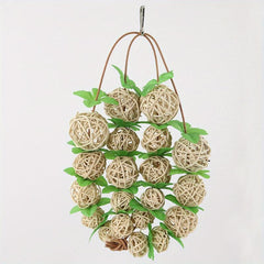 Bird Toy Green Leaves Rattan Ball Parrot Toys Bird Cage Accessories