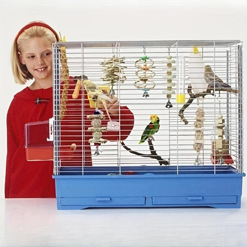 7pcs Natural Wood Bird Parrot Toys for Cockatiels & Parrots