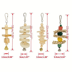 7pcs Natural Wood Bird Parrot Toys for Cockatiels & Parrots