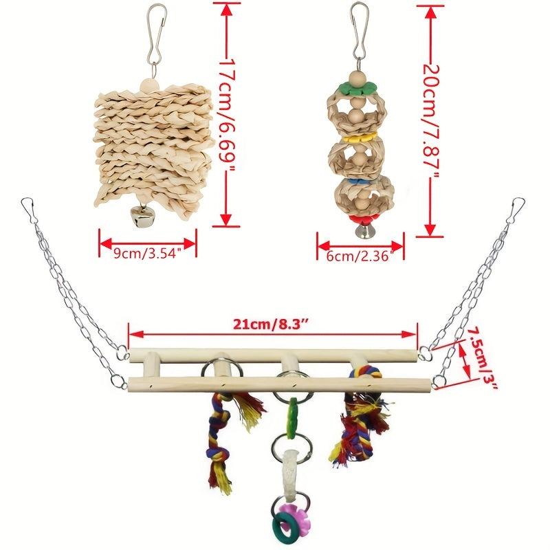 7pcs Natural Wood Bird Parrot Toys for Cockatiels & Parrots