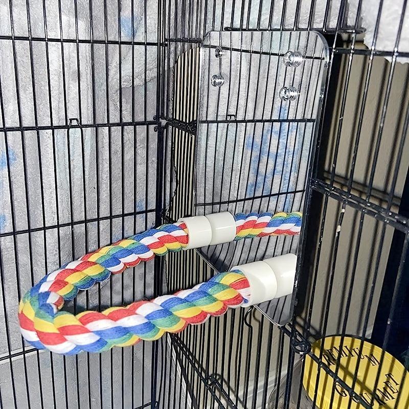 Bird Mirror With Rope Perch Parrot Swing Toys