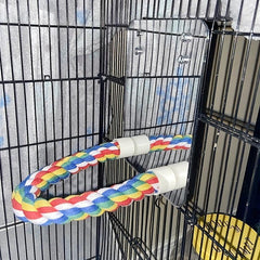 Bird Mirror With Rope Perch Parrot Swing Toys