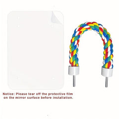 Bird Mirror With Rope Perch Parrot Swing Toys