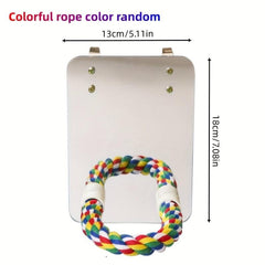 Bird Mirror With Rope Perch Parrot Swing Toys
