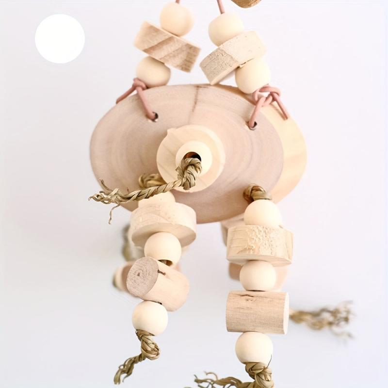 Wooden Block Bird Chewing Toy for Parrots, Medium/Large Birds, Cage Hanging Toy