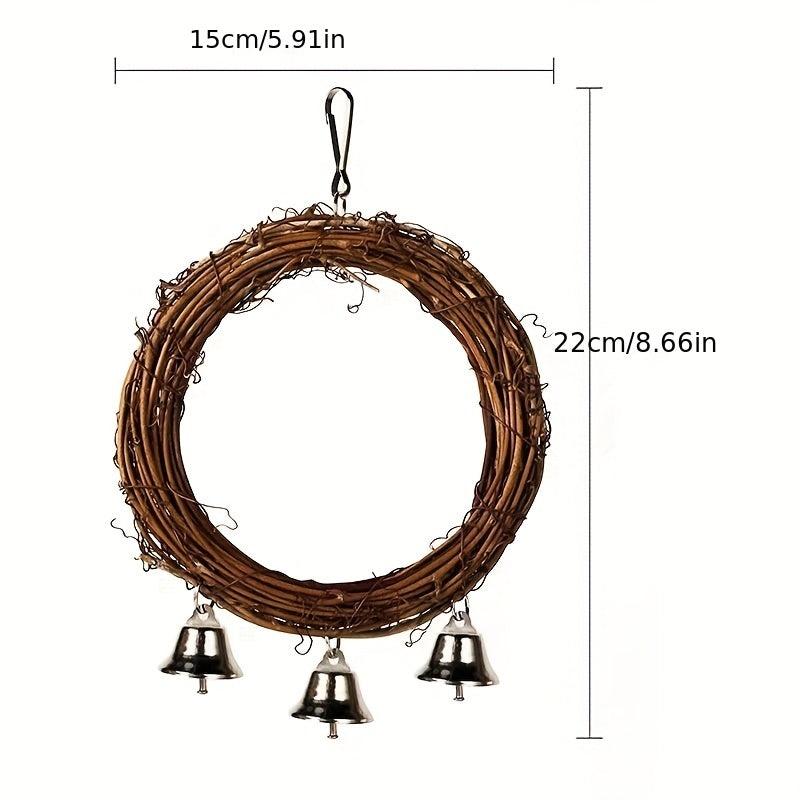 Parakeet Parrot Bird Swing Hanging Bell Toy
