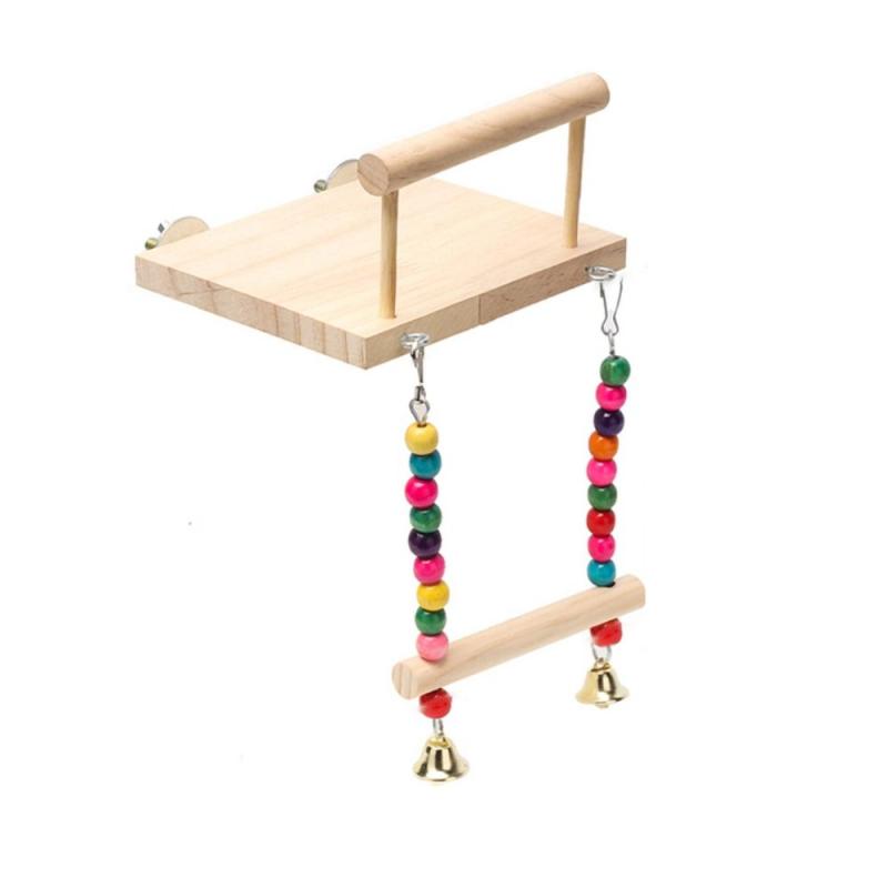 Bird Swing with Chewing Beads Parrot Perch Budgie Playstand
