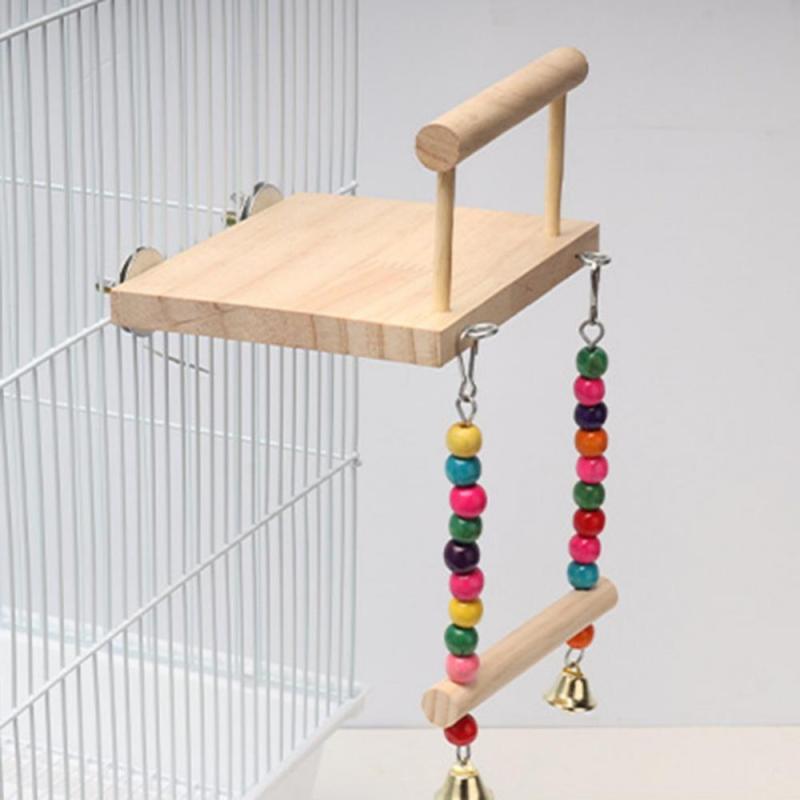 Bird Swing with Chewing Beads Parrot Perch Budgie Playstand