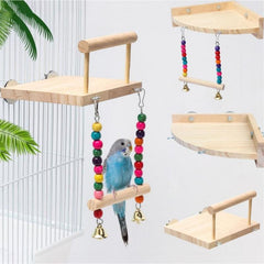 Bird Swing with Chewing Beads Parrot Perch Budgie Playstand